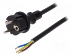 Cable | SCHUKO plug,CEE 7/7 (E/F) plug,wires | 2m | black | PVC | 16A