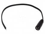 Cable | wires,DC 5,5/2,5 socket | straight | 0.5mm2 | black | 3m
