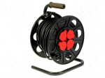Extension lead | reel | Sockets: 4 | rubber | black | 3x1,5mm2 | 25m | 16A