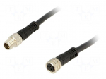 Cable: for sensors/automation | M8-M8 | male | female | PIN: 3 | plug