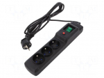 Plug socket strip: protective | Sockets: 3 | 250VAC | 10A