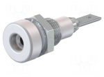 Socket | 2mm banana | 10A | 23mm | white | Mounting: soldered,on panel