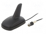 Antenna | automotive,SHARK | AM,FM | SNAP male | black | 12VDC | RG174