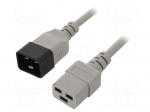 Cable | 3x1.5mm2 | IEC C19 female,IEC C20 male | PVC | 0.5m | grey | 16A