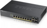 ZYXEL GS1920-8HPV2, 10 PORT SMART MANAGED SWITCH 8X GIGABIT COPPER AND 2X GIGABIT DUAL PERS., HYBRID MODE, STANDALONE OR NEBULAFLEX CLOUD, 130 WATT POE, FANLESS (5Y WARRANTY)
