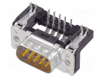 Connector: D-Sub | PIN: 9 | socket | male | on PCBs | angled 90&deg; | THT