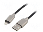 Cable | USB 2.0 | Apple Lightning plug,USB A plug | 1m | black