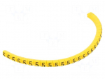 Marker: cable | Marking: 5 | 1.3&divide;3mm | PVC | yellow | leaded | PA-02 | L: 3mm