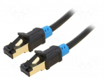 Patch cord | S/FTP | Cat: 6 | RJ45 plug,both sides | Cu | 1m | PVC | black