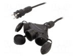 Extension lead | 3x1.5mm2 | 50m | rubber | black | Sockets no: 3 | 16A