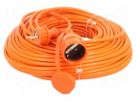 Extension lead | 3x1.5mm2 | 50m | PVC | orange | Sockets no: 1 | 16A