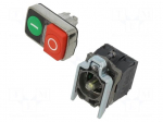 Switch: double | 22mm | Stabl.pos: 1 | NC + NO | green/red | LED | 24V