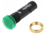 Indicator: LED | flat | green | 12VDC | &Oslash;12mm | IP40 | screw terminals