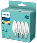 PHILIPS LED 40W B35 E14 Silti balta 2700K matēta 4 gab spuldze 8719514313408 929003541140