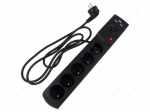 Plug socket strip: protective | Sockets: 5 | 230VAC | 10A | black | 5m