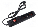 Plug socket strip: protective | Sockets: 3 | 250VAC | 10A | black
