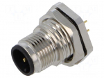 Connector: M12 | socket | PIN: 5 | male | 60V | straight | IP67 | THT | 2A