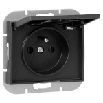 Uued tooted // Gniazdo pojedyncze p/t 2P+Z bryzgoszczelne z klapką Onyx, 16A, 250V, PT-16OH, czarny