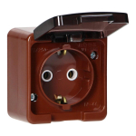 Uued tooted // Gniazdo  pojedyncze 2P+Z SCHUKO  bryzgoodporne z klapką dymną  IP44, SMART, brązowy