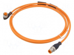 Cable: for sensors/automation | M12 | PIN: 4 | 2m | plug | 30VDC | 4A