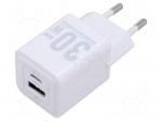 Power supply: switching | mains,plug-in | 5&divide;20VDC | 30W | white | 3A