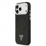 Back panel cover Guess Apple iPhone 17 Pro Max PU Leather Triangle Logo MagSafe Case Black