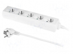 Extension lead | 3x1mm2 | 1.5m | PVC | white | Sockets no: 5 | 10A