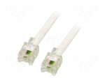 Cable: telephone | RJ11 plug,both sides | 15m | white | Core: CCA