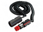 Cigarette lighter socket extension cord | 8A | Sup.volt: 12&divide;24VDC