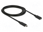 Cable | USB C socket,USB C plug | 2m | black | HDCP,HDR | 24AWG,32AWG