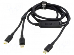 Cable | USB C plug,USB C plug x2 | 1.5m | black | textile | 140W