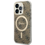 Guess GUHMP15LH4STW Hardcase IML 4G MagSafe for iPhone 15 Pro 6.1" / brown