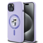 Karl Lagerfeld KLHMP15SSCMKCRHU Silicone Karl&Choupette Heads Ring Hardcase for iPhone 15 6.1" / purple
