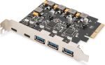 Kontroller Digitus USB 3.1 PCIe - 2x USB C / 3x USB A 3.1 G en.2 10Gbps, kiibistik ASM1142