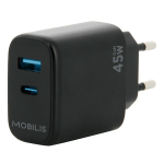 Seinalaadija Mobilis 45W - 1 USB A + 1 USB C - GaN