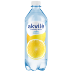 Table water AKVILĖ lemon flavoured, carbonated 0,6L, PET 12pcs
