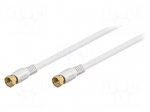 Cable | 75&Omega; | 7.5m | F plug,both sides | white