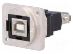 Coupler | USB A socket,USB B socket | FT | USB 2.0 | metal | 19x24mm