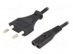 Cable | CEE 7/16 (C) plug,IEC C7 female | 3m | Sockets: 1 | black | PVC
