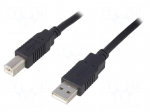 Cable | USB 2.0 | USB A plug,USB B plug | 5m | black | Core: CCA