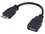 Cable | OTG,USB 3.0 | USB A socket,USB B micro plug | 0.15m | black