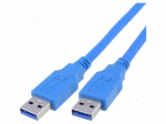 Cable | USB 3.0 | USB A plug,both sides | nickel plated | 1.5m | blue