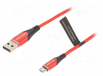 Cable | USB 2.0 | USB A plug,USB B micro plug | 1.5m | red | Cu,tinned
