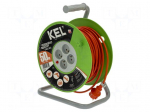 Extension lead | 3x1mm2 | 50m | PVC | orange | Sockets no: 4 | reel | 10A