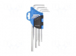 Wrench: hex key-set | Chrom-vanadium steel | long | 9pcs.
