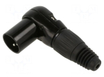 Connector: XLR | plug | male | audio video | RAMP | PIN: 3 | angled 90&deg;