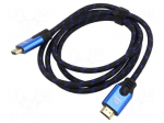 Cable | HDMI plug,both sides | textile | 1.8m | black | Core: OFC