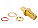 Connector: SMA | socket | female | straight | 50&Omega; | THT | PTFE | brass | IP68