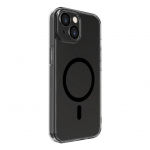 Back panel cover Evelatus Apple iPhone 15 Plus Clear Case With MagSafe and Camera Protection Transparent Black