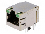 Connector: RJ45 | socket | PIN: 8 | Cat: 5 | shielded,with LED | 8p8c | THT